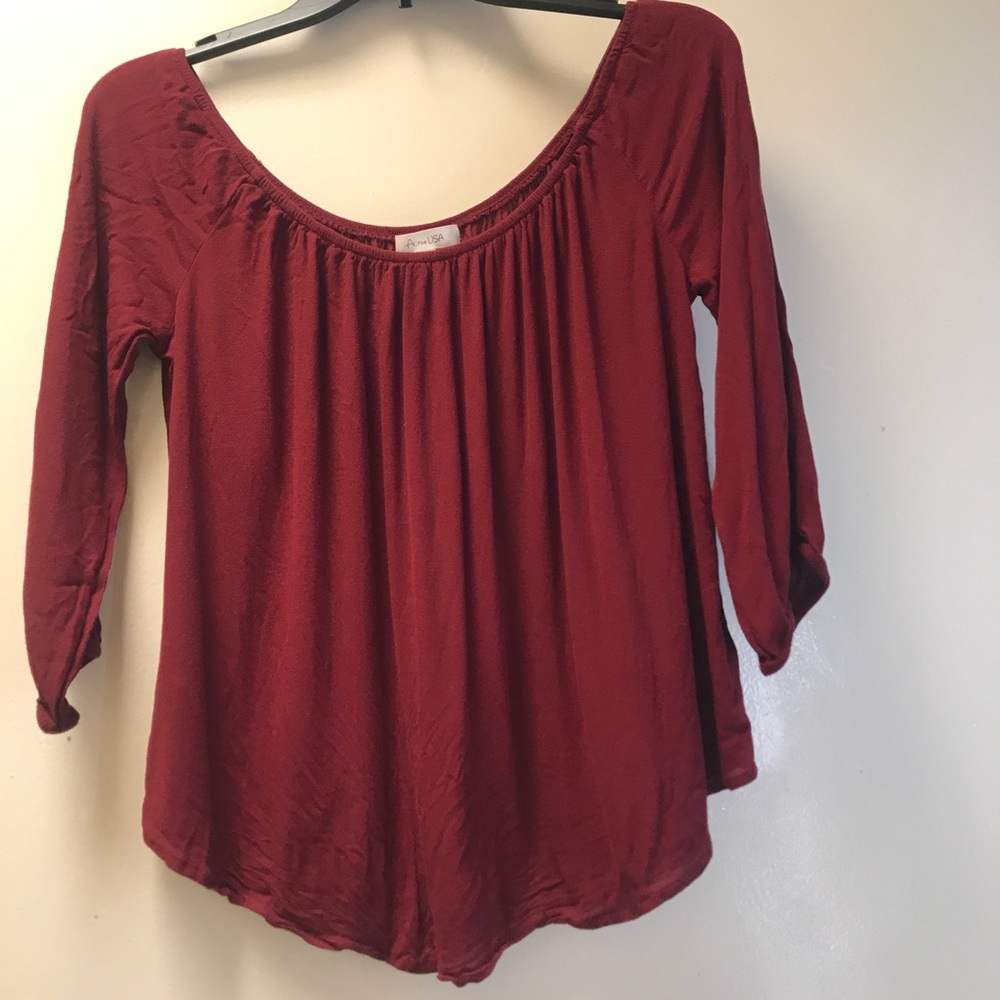 Burgundy off the shoulder long sleeve